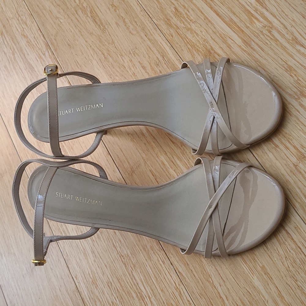 STUART WEITZMAN Barelynude Cross Strap Ankle-Strap Sandals - Size 8.5